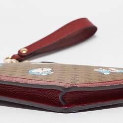 Pre Owned Gucci x Doraemon Red/Beige Mini GG Supreme and Doraemon Canvas Pouch