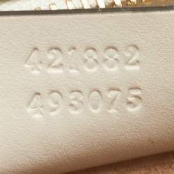 Pre Owned Gucci Off White Leather Small Web Embroidered Sylvie Shoulder Bag