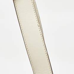 Pre Owned Gucci Off White Leather Small Web Embroidered Sylvie Shoulder Bag