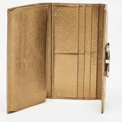 مملوكة مسبقًا Gucci Gold/Beige GG Canvas and Leather Princy Continental Wallet