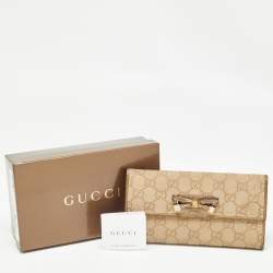 مملوكة مسبقًا Gucci Gold/Beige GG Canvas and Leather Princy Continental Wallet