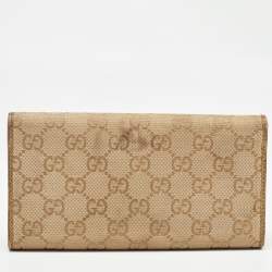 مملوكة مسبقًا Gucci Gold/Beige GG Canvas and Leather Princy Continental Wallet