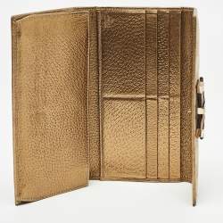 مملوكة مسبقًا Gucci Gold/Beige GG Canvas and Leather Princy Continental Wallet