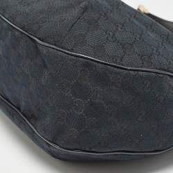 Pre Owned Gucci Black GG Canvas and Leather New Ladies Web Hobo
