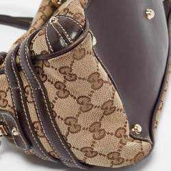Pre Owned Gucci Brown/Beige GG Canvas and Leather Horsebit Wave Boston Bag