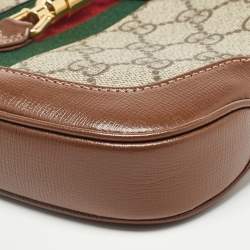 Pre Owned Gucci Beige/Tan GG Supreme Canvas and Leather Mini 1961 Jackie Shoulder Bag
