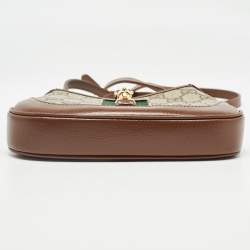 Pre Owned Gucci Beige/Tan GG Supreme Canvas and Leather Mini 1961 Jackie Shoulder Bag