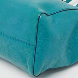 Pre Owned Gucci Green Pebbled Leather Small Swing Tote