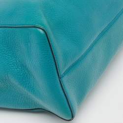 Pre Owned Gucci Green Pebbled Leather Small Swing Tote