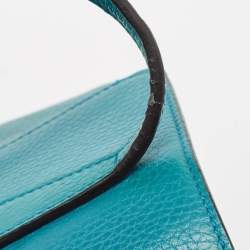 Pre Owned Gucci Green Pebbled Leather Small Swing Tote