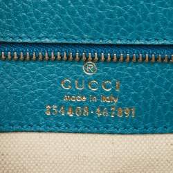 Pre Owned Gucci Green Pebbled Leather Small Swing Tote