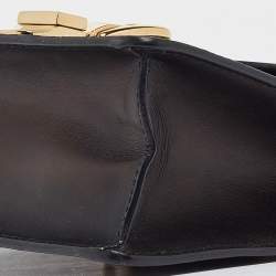 Pre Owned Gucci Black Leather Mini Web Chain Sylvie Crossbody Bag