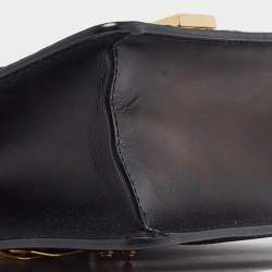 Pre Owned Gucci Black Leather Mini Web Chain Sylvie Crossbody Bag