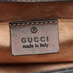 Pre Owned Gucci Black Leather Mini Web Chain Sylvie Crossbody Bag