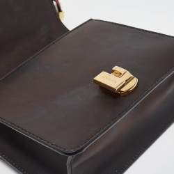 Pre Owned Gucci Black Leather Mini Web Chain Sylvie Crossbody Bag