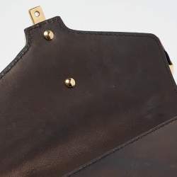 Pre Owned Gucci Black Leather Mini Web Chain Sylvie Crossbody Bag