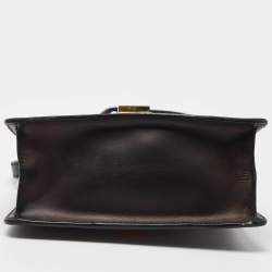 Pre Owned Gucci Black Leather Mini Web Chain Sylvie Top Handle Bag