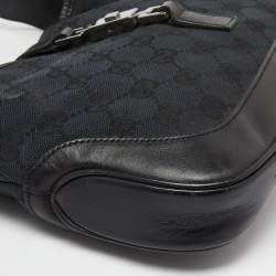 Pre Owned Gucci Black GG Canvas and Leather Small Jackie O Hobo