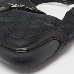 Pre Owned Gucci Black GG Canvas and Leather Small Jackie O Hobo