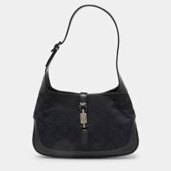 Pre Owned Gucci Black GG Canvas and Leather Small Jackie O Hobo