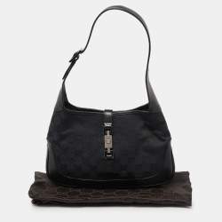 Pre Owned Gucci Black GG Canvas and Leather Small Jackie O Hobo