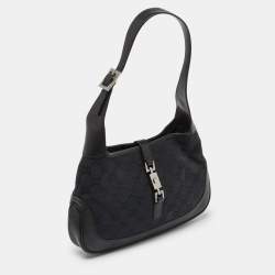 Pre Owned Gucci Black GG Canvas and Leather Small Jackie O Hobo