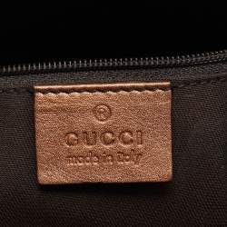 Pre Owned Gucci Bronze/Beige GG Canvas and Leather Medium Sukey Tote
