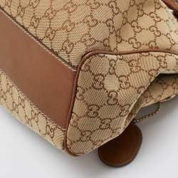Pre Owned Gucci Bronze/Beige GG Canvas and Leather Medium Sukey Tote