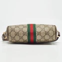 Pre Owned Gucci Beige/Brown GG Supreme Canvas and Leather Mini Ophidia Crossbody Bag