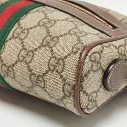 Pre Owned Gucci Beige/Brown GG Supreme Canvas and Leather Mini Ophidia Crossbody Bag