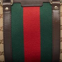 Gucci Brown/Beige GG Canvas and Leather Web Boston Bag