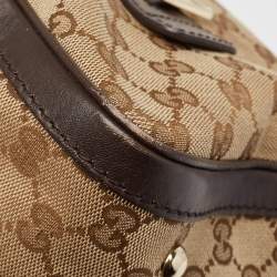 Gucci Brown/Beige GG Canvas and Leather Web Boston Bag