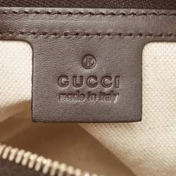Gucci Brown/Beige GG Canvas and Leather Web Boston Bag