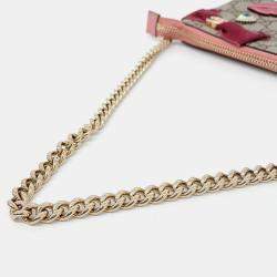 Pre Owned Gucci Beige GG Supreme Canvas Embroidered Face Chain Pochette