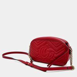 Gucci Red Leather Small Marmont Crossbody Bag