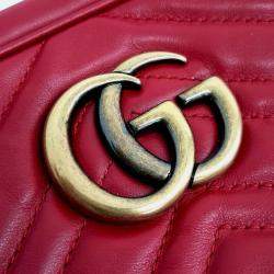Gucci Red Leather Small Marmont Crossbody Bag