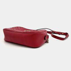 Gucci Red Leather Small Marmont Crossbody Bag