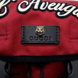 Pre Owned Gucci Red Canvas Embroidered Techo Backpack