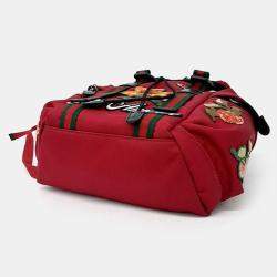 Pre Owned Gucci Red Canvas Embroidered Techo Backpack