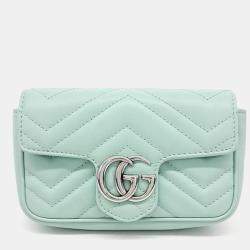 Gucci Mint Leather Super Mini GG Marmont Shoulder Bag