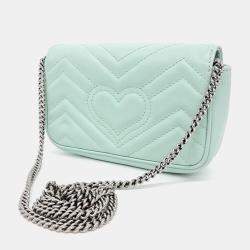 Gucci Mint Leather Super Mini GG Marmont Shoulder Bag