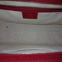 Pre Owned Gucci Red Leather Soho Top Handle Bag