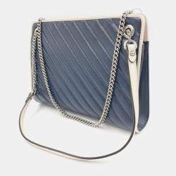 Gucci Blue Diagonal Quilted Leather Medium GG Marmont Accordion Shoulder Bag 