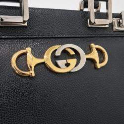 Gucci Black Leather Zumi Top Handle Small Bag