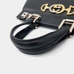 Gucci Black Leather Zumi Top Handle Small Bag