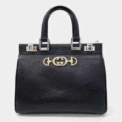 Gucci Black Leather Zumi Top Handle Small Bag