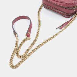 Gucci Red Calfskin Matelasse Diagonal Tall GG Marmont Crossbody Bag