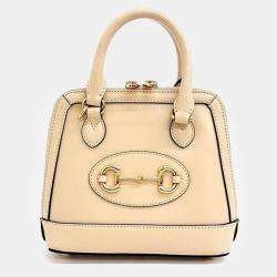 Gucci White Leather Horsebit 1955 Mini Top Handle Bag 