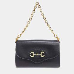 Pre Owned Gucci Black Leather Horsebit 1955 Shoulder Bag