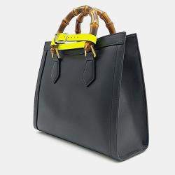 Gucci Black Leather Diana Bamboo Small Tote Bag 